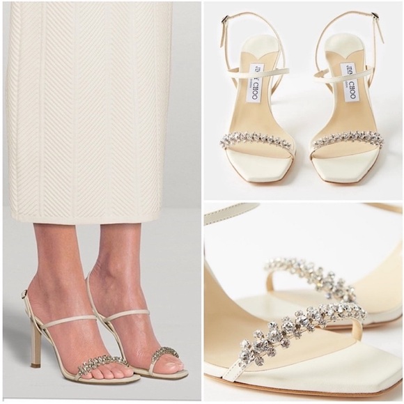 New JIMMY CHOO Meira 85 crystal and leather sandals $1,095 39.5 - Picture 1 of 13